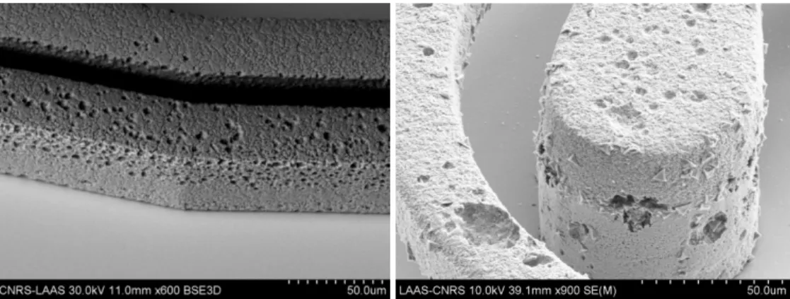 Figure 3:  Copper surface following Plasma etch of 90 µm thick SU-8 . 