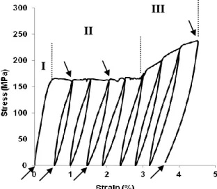 Fig. 3 shows the microstructure evolutions observed at different loading  points. At the  initial state, the microstructure reveals the fine needles of α’’ martensite phase shown in Fig