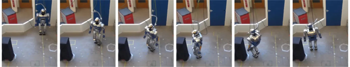 Fig. 7: Experiment on the HRP-2 robot using the setup B.