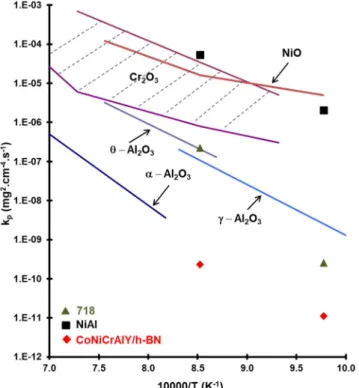 Fig. 8. XRD patterns of CoNiCrAlY/h-BN abradable coating after oxidation in air at 750 °C (grey) and 900 °C (black) for 500 h.
