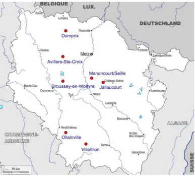 Figure 1 : Localisation des sept sites d’étude 