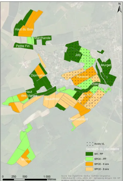 Figure 3 : Carte du parcellaire de l'installation expérimentale de l'unité ASTER 