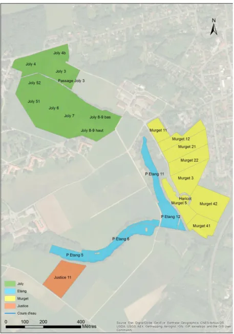 Figure 8 : Carte du parcellaire accessible aux vaches laitières du système  herbager 