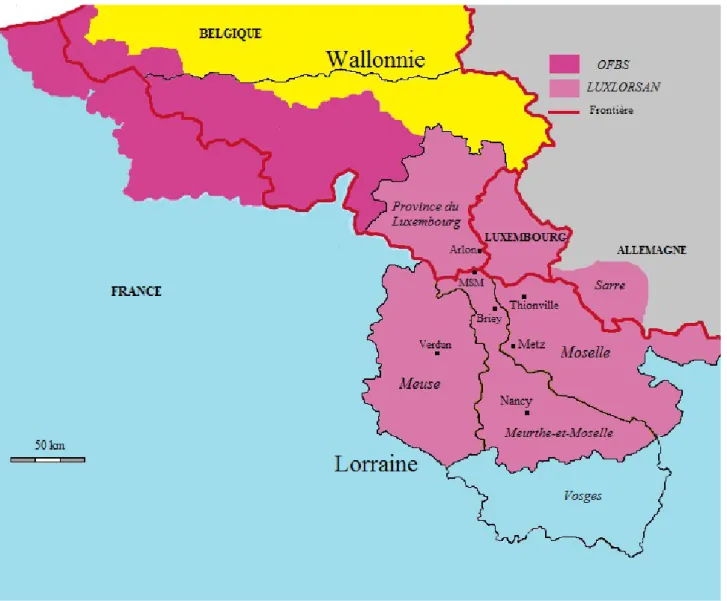 Figure 5: Les champs d'actions des deux Groupements européens d'intérêt économique de la  frontière franco-belge.