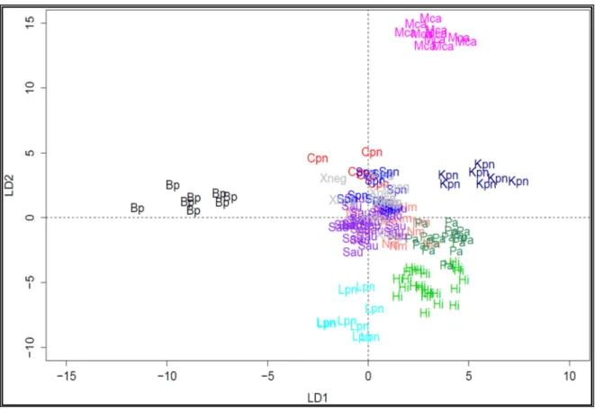 Figure 3. Two-dimensional projection of the hybridization profiles for 166 samples using canonical  discriminant analysis