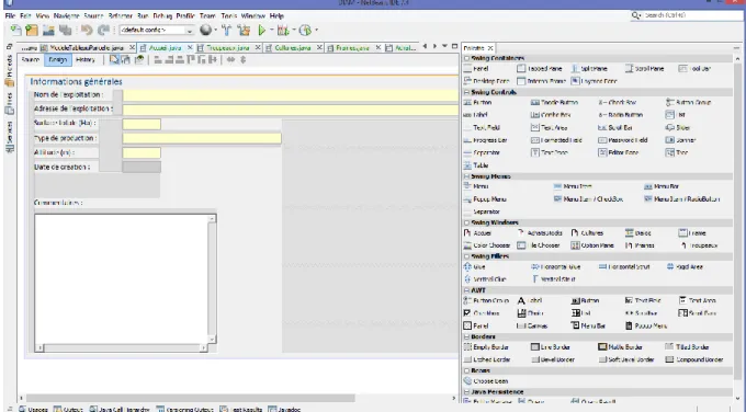 Figure 8. Présentation de l'outils GUI Design de NetBeans 