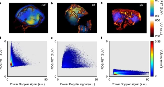 Fig. 3 | Phenotyping tumours in mice on the basis of bivariate, FDG–ultrafast-power-Doppler histograms