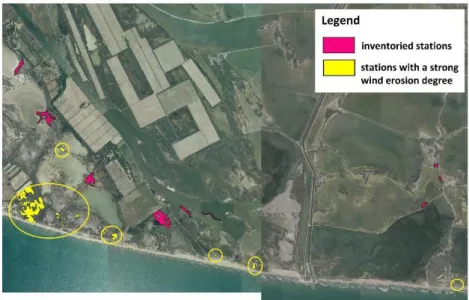 FIGURE 14 : LOCALIZATION OF STATIONS WITH A STRONG WIND EROSION DEGREE 