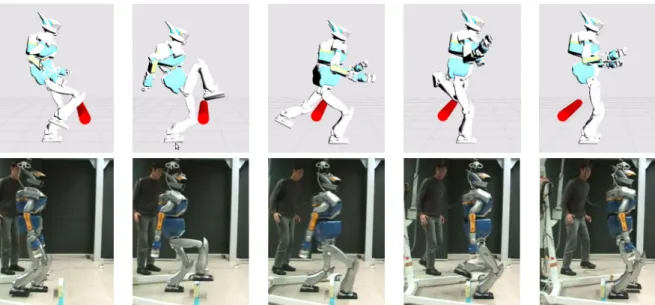 Figure 4: Two stepping movements obtained with (top) a whole-body trajectory optimization [36] (courtesy from K