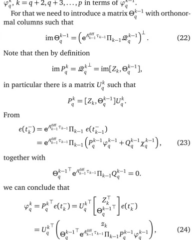 Figure 2: Accumulating local information z k , k = q,q + 1, . . . , p at time in- in-stant t p to calculate e(t + p ) .