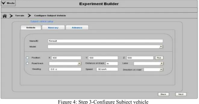 Figure 4: Step 3-Configure Subject vehicle 