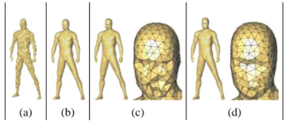 Figure 3: In (a) man initially; In (b), (c) and (d) man after 10, 100 and 1000 iterations respectively