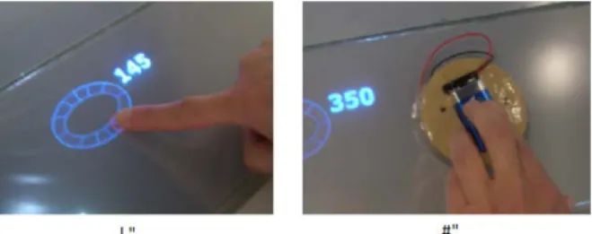 Fig.  7. The strip board allows for the investigation of  other input devices such as (a) a static  raised area on the board for entering flight headings or (b) a device with three LED’s that can  be placed anywhere on the board 