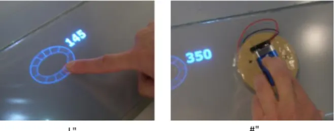 Fig.  7. The  strip  board  allows  for  the  investigation  of  other  input  devices  such  as  (a)  a  static  raised area on the board for entering flight headings or (b) a device with three LED’s that can  be placed anywhere on the board 