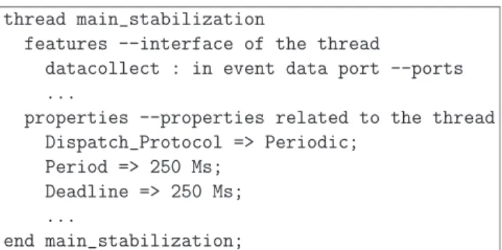 Fig. 4 is an example of port connection in AADL and Fig. 5 is the corresponding transitions in the machine