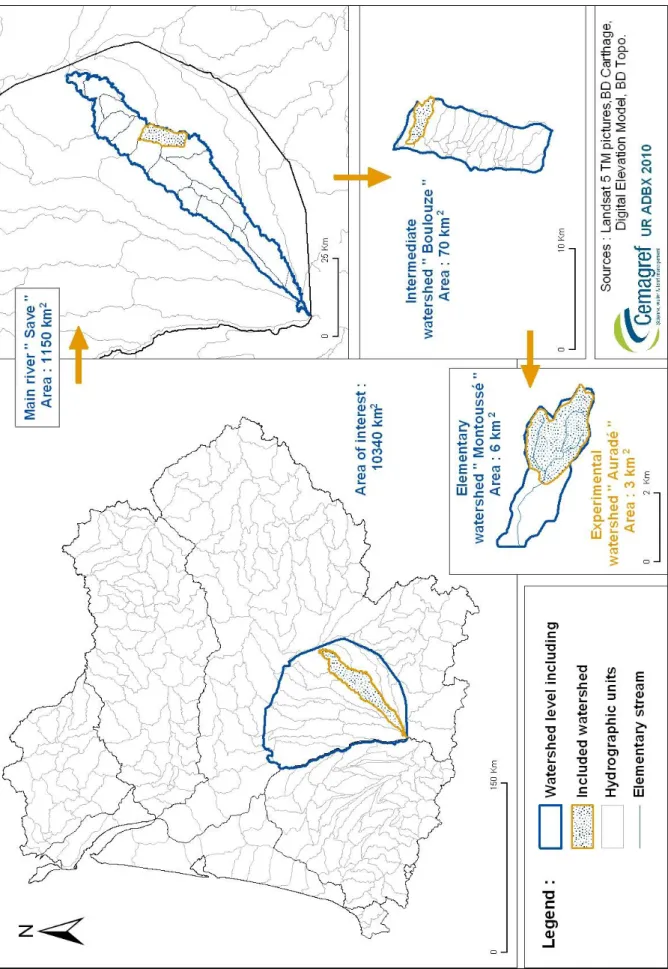 Figure 1 : Localisation du bassin-versant expérimental d’Auradé 