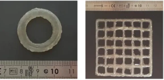 Figure 3: Modifications d’une imprimante 3D commerciale et impression de gels de protéines et de polysaccharides  (à 50°C) 