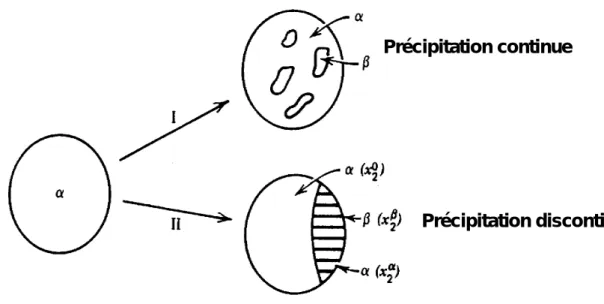 Fig. 01. Illustration schématique des deux types de réactions de précipitation [3]. 