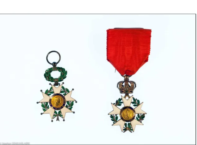 Fig. 10 : Détails de l’ordonnance de Chevalier de la Légion d’Honneur, 3 e  type, Second Empire  (collection privée familiale) 
