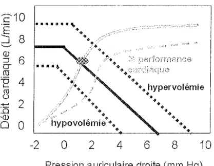 Figure 2 : Courbe de fonction cardiaque (grise) et vasculaire (noire).