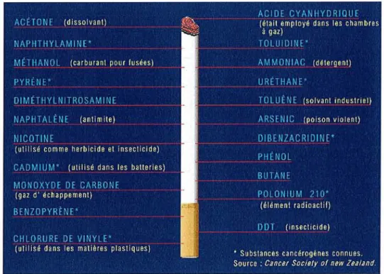 Figure 2  :  Principaux composants toxiques  de la cigarette 