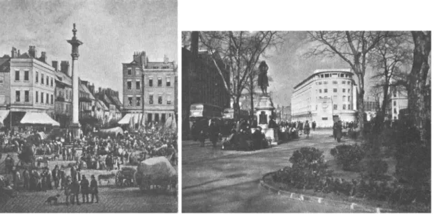 Figure 13: places, de la centralité au rond-point,  source: Townscape, Gordon Cullen 