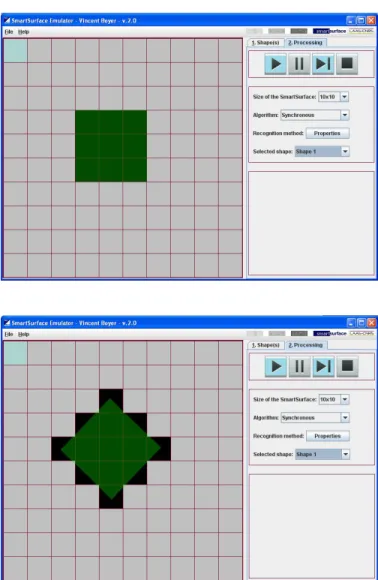 Figure 3. Example of different surface values for the same square with  different orientations (SSS screenshots) 