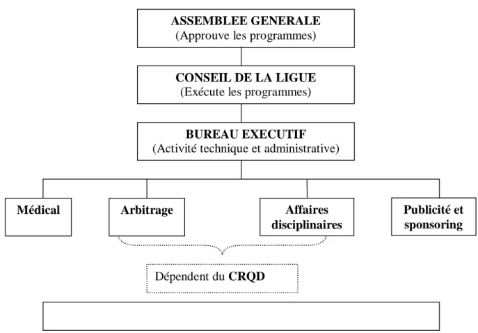 Figure n° 2.1: Constitution et fonctionnement d’une ligue sportive 