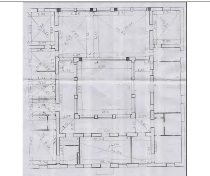 Figure 9 : Croquis de triangulation au niveau de l’RDC. Echelle 1/200 