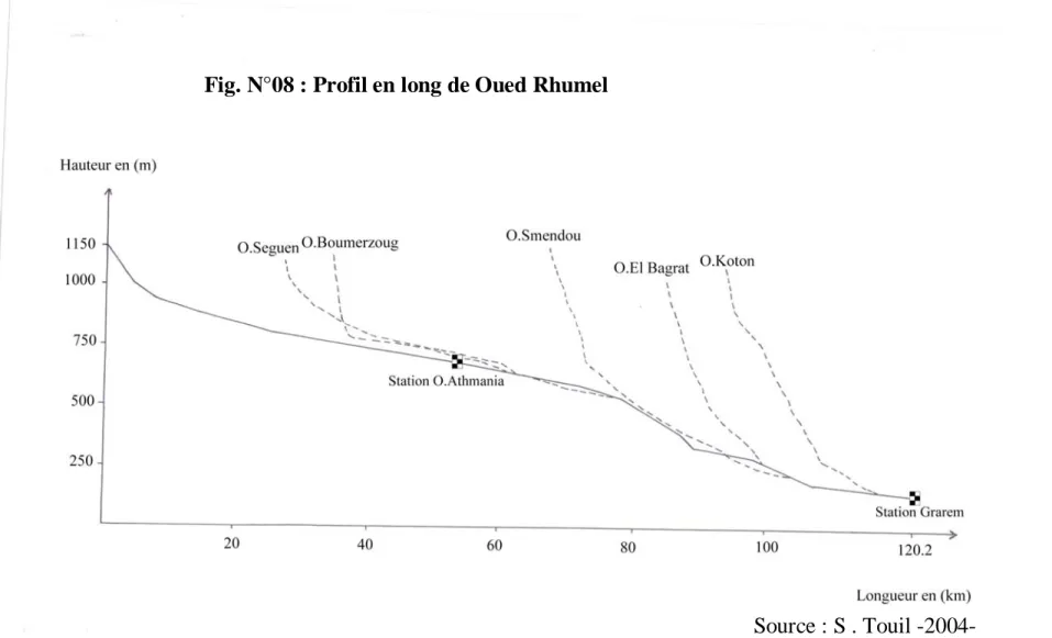 Fig. N°08 : Profil en long de Oued Rhumel 