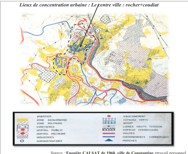 Figure N°05 : Carte synthèse de l ’ enquête de CALSAT , l ’ agglomération de Constantine.