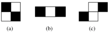 Fig. 5. Forbidden patterns in WC B (a) and in REG 0 B (a–c), up to π/2 rotations and symmetries