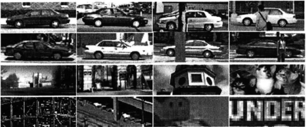 Figure  3-1:  Examples  of  cars  and  non-cars  from  the  training  and  test  set  in  the Modified  UIUC  Image  Database  for  Car  Detection
