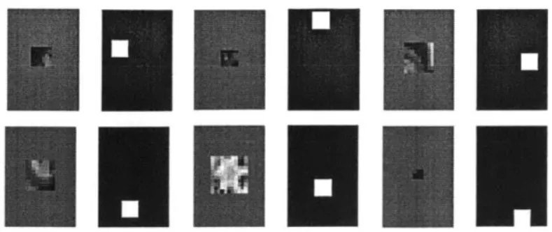 Figure  4-1:  Examples  of patches  used as templates  and  their associated  binary spatial mask indicating  the region over which  a feature is  extracted