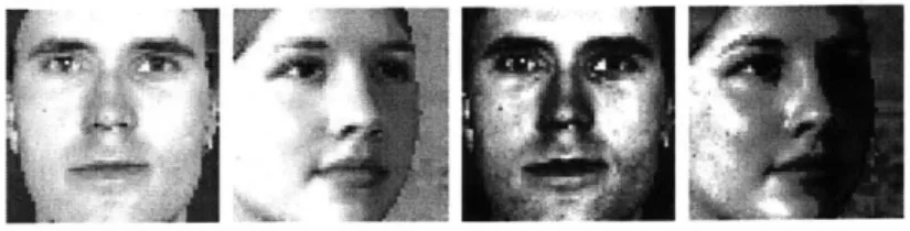 Figure  3.3:  Global  face  detection  training  images.  The  original  images  are  on  the left,  and  the  histogram  equalized  images  are  on  the  right.