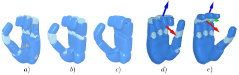 Fig. 3. 8 geodesic circles around one mesh point on a mug model, along with the normals of 50 sampled points on the geodesic circles
