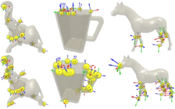 Fig. 8. 2 stable grasps for the mug obtained with the first hand preshape.