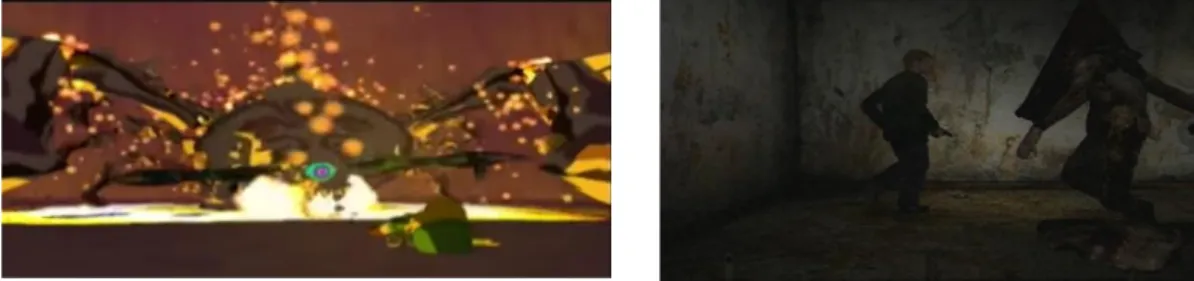 Figure 10 – «  Affrontement du boss Gohma dans The Legend of Zelda : The Wind Waker »  Figure 11 – « Affrontement du boss Pyramid Head dans Silent Hill 2 » 