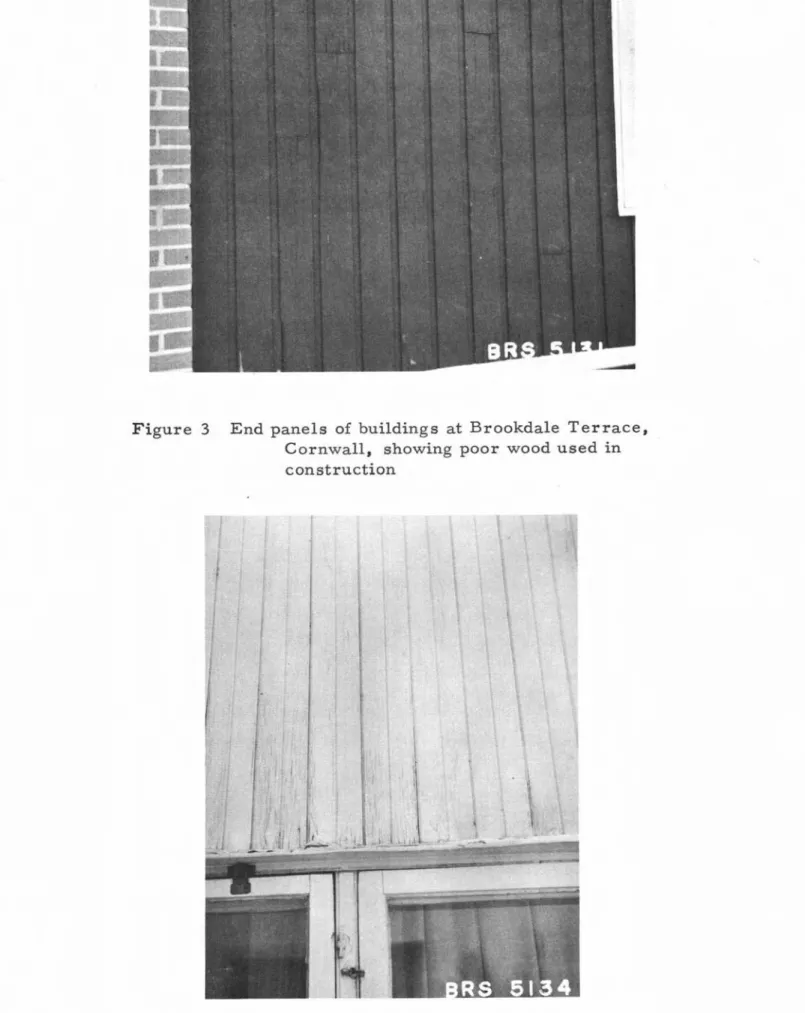 Figure 3 End panels of buildings at Brookdale Terrace, Cornwall, showing poor wood used in construction