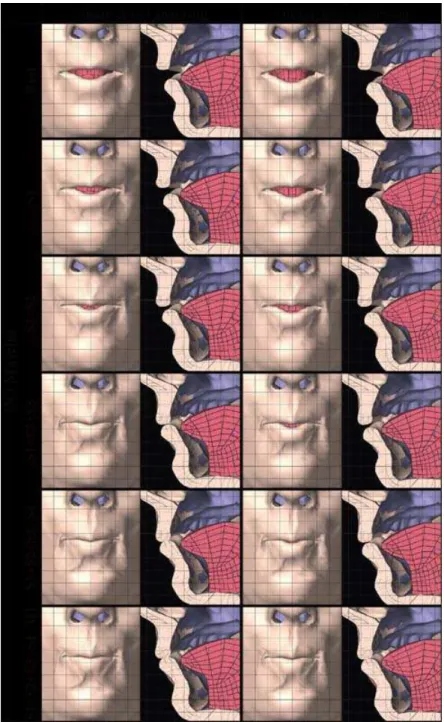 Figure 10. Simulated lip closure with different OO configurations for two different levels 