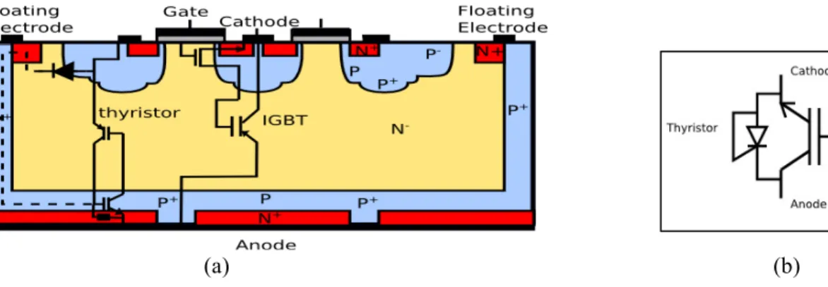 Fig. 2: (a) Cross sectional view of the proposed RC-IGBT structure, (b) Symbol 