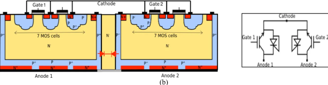 Fig. 3: Cross-sectional view of the simulated three-pole structures and their schematic representation: 