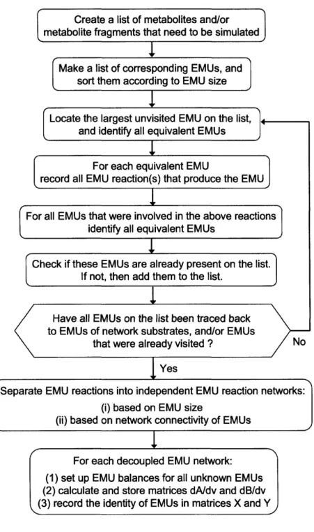 Figure 2-4:  Schematic  overview  of the algorithm  for  decomposition  of metabolic  networks into  EMU  reaction  networks