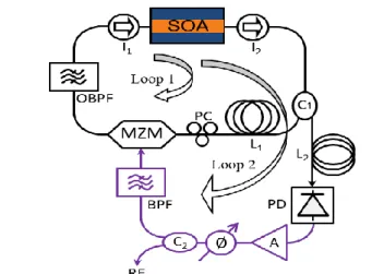 Fig.  1.    Experimental  setup.  SOA:  Semiconductor  optical  amplifier,  MZM: 