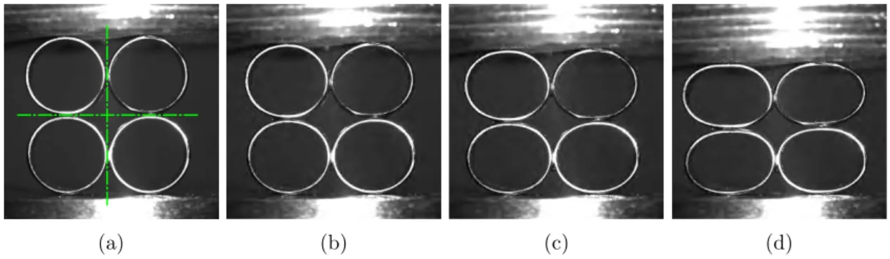 Figure 7: Visible CCD images of a square sample at T = 23 ◦ C under quasi-static compression at a loading rate of 0.1 mm/s