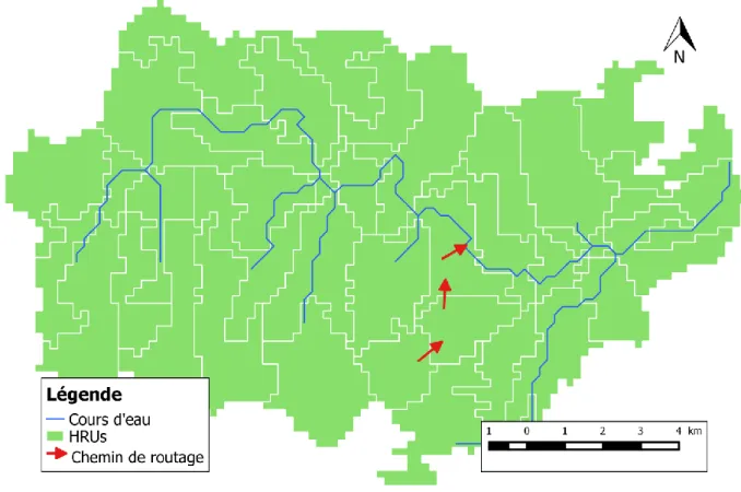 Figure 3 : Extrait d’un BV découpé en HRUs 