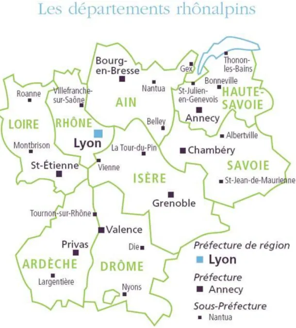 Figure 5 : Les huit départements de la région Rhône-Alpes  