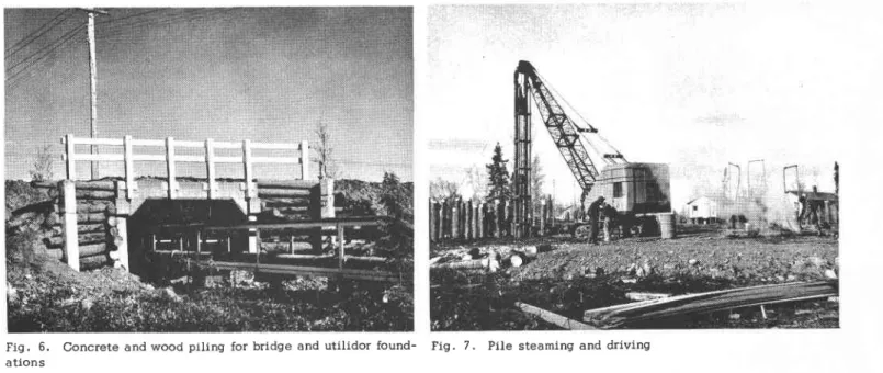 Fig.  6.  Concrete  and  wood  piling  for  bridge  and  utilidor  found- found-a t i o n s