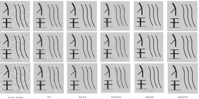 Fig. 14 Denoising results for an additive white Gaussian noise with standard deviation σ = 0 