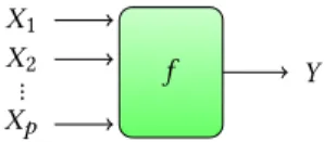 Figure 1: A simple solver f taking p input parameters X 1 to X p , and computing a scalar output Y .